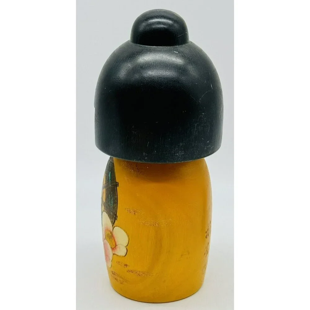 Japanese Creative Kokeshi‎ Wooden Doll Yuji Kawase Small Journey Floral 8 inch